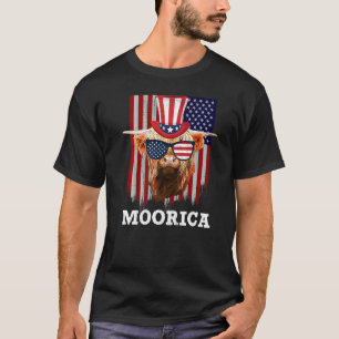 Cow 4th Of July American Flag  Cowgirl Moorica T-Shirt