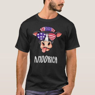 Cow 4th Of July Usa Flag Sunglasses A Moo Rica T-Shirt