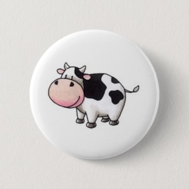 Cow 6 Cm Round Badge (Front)