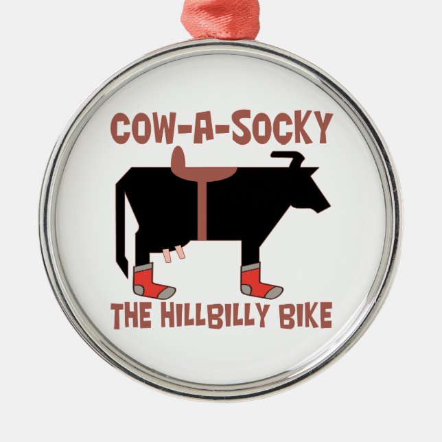 Cow-A-Socky The HillBilly Bike Metal Tree Decoration (Front)