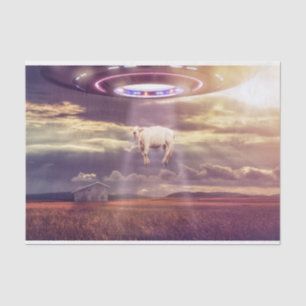 Cow Abducted by Aliens Fantasy Art Tissue Paper