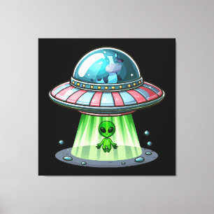 Cow Abducting Alien Canvas Print