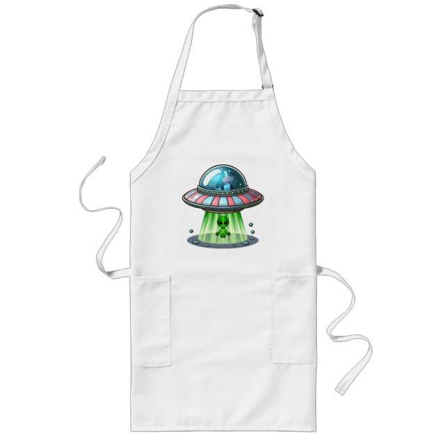 Cow Abducting Alien Long Apron (Front)