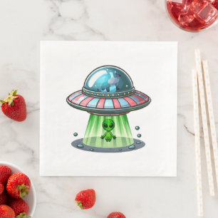 Cow Abducting Alien Napkin