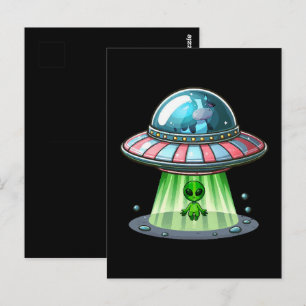 Cow Abducting Alien Postcard