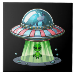 Cow Abducting Alien Tile