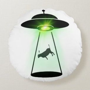 Cow Abduction Round Cushion