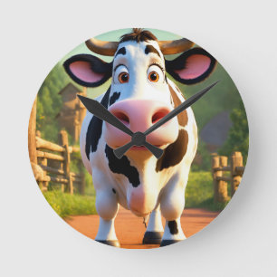 Cow-abunga Round Clock