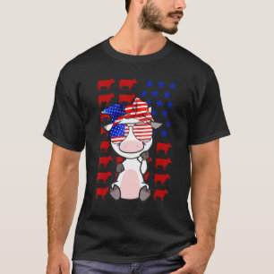 Cow American Flag Cow  Patriotic 4th Of July T-Shirt
