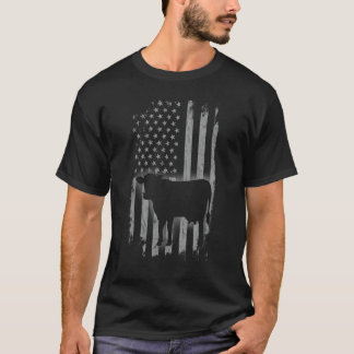 Cow American Flag Farm Animal Cool Patriotic Farme T-Shirt