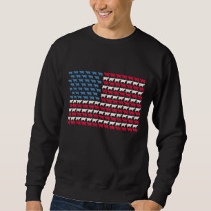 Cow American Flag Heifer US 4th Of July Farm Cattl Sweatshirt