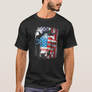 Cow American Flag Heifer US 4th Of July Farm Cattl T-Shirt