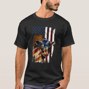 Cow American Flag Heifer Us 4th Of July Farm Cattl T-Shirt