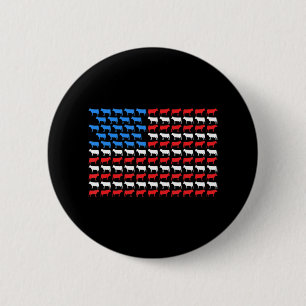 Cow American Flag July 4th Farmer Cattle USA Heife 6 Cm Round Badge