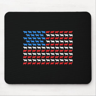 Cow American Flag July 4th Farmer Cattle USA Heife Mouse Mat