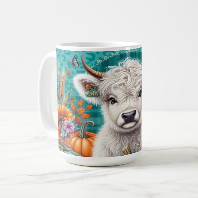  Cow Among Pumpkins and Sunflowers  Coffee Mug (Front Left)