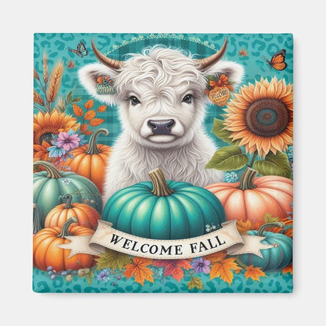  Cow Among Pumpkins and Sunflowers  Magnet (Front)