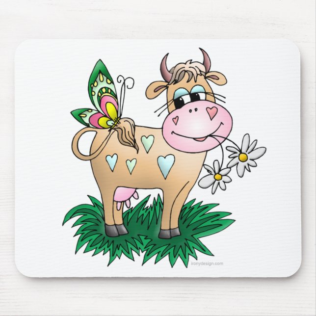 Cow and Butterfly Mouse Mat (Front)