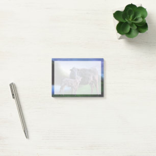Cow and Calf by a Tranquil Lake in Rolling Hills Post-it Notes