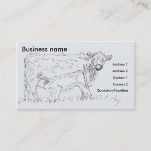 Cow and Calf Suckling Drawing Business Cards