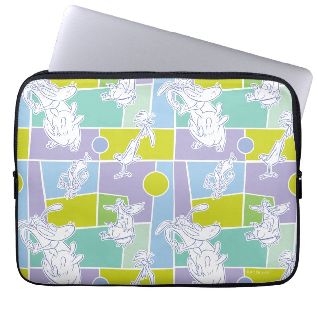 Cow and Chicken Colour Block Pattern Laptop Sleeve (Front)