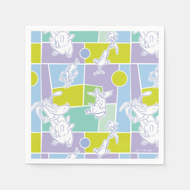 Cow and Chicken Colour Block Pattern Napkin (Front)
