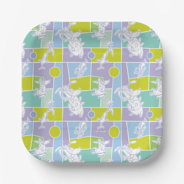 Cow and Chicken Colour Block Pattern Paper Plate (Front)