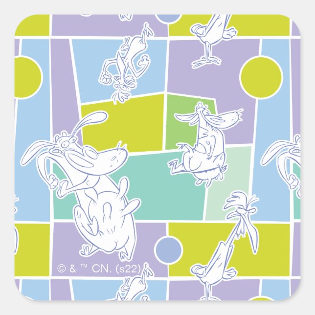 Cow and Chicken Colour Block Pattern Square Sticker (Front)