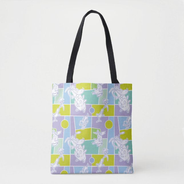 Cow and Chicken Colour Block Pattern Tote Bag (Front)