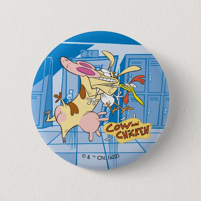 Cow and Chicken Hug Graphic 6 Cm Round Badge (Front)