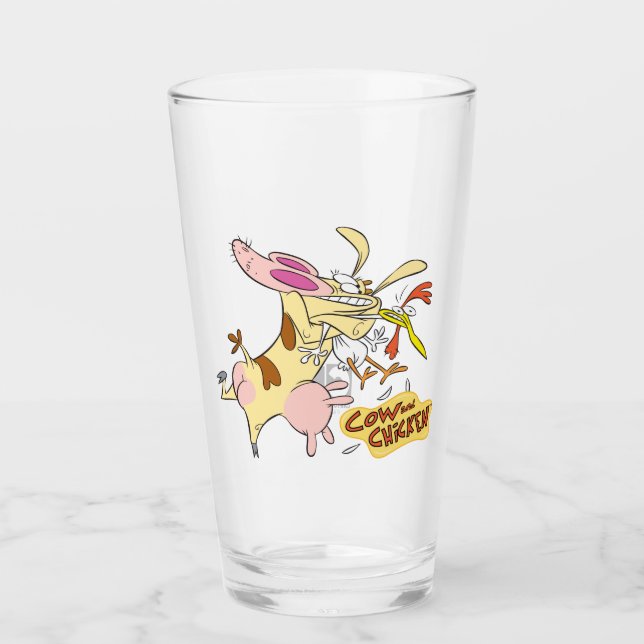 Cow and Chicken Hug Graphic Glass (Front)