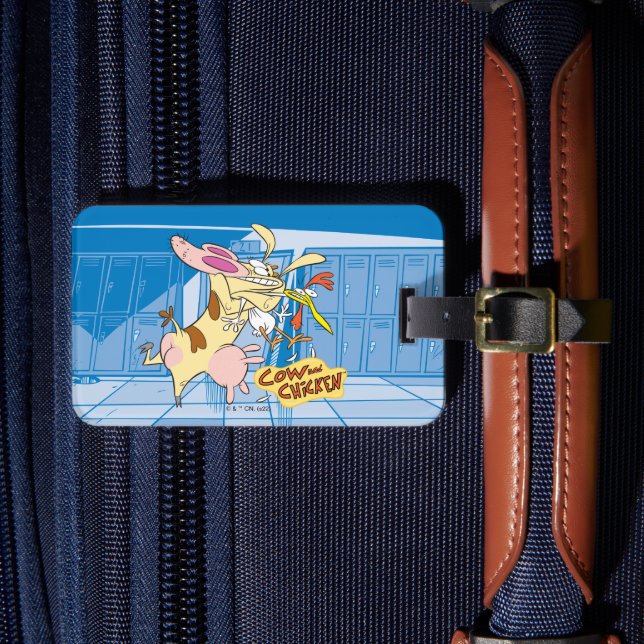 Cow and Chicken Hug Graphic Luggage Tag (Front Insitu 4)