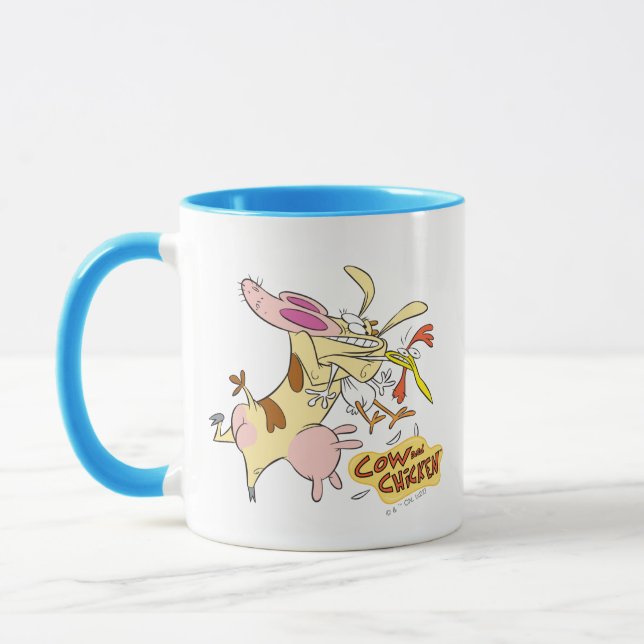 Cow and Chicken Hug Graphic Mug (Left)