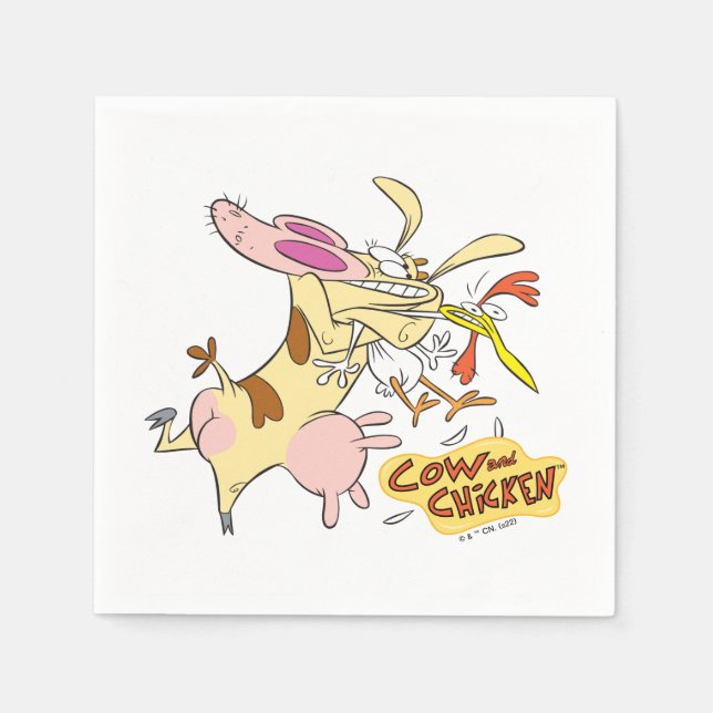 Cow and Chicken Hug Graphic Napkin (Front)