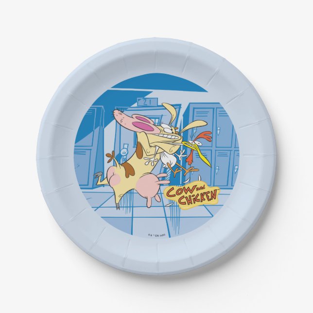 Cow and Chicken Hug Graphic Paper Plate (Front)