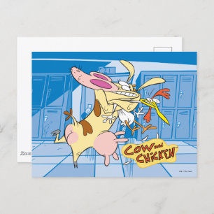 Cow and Chicken Hug Graphic Postcard