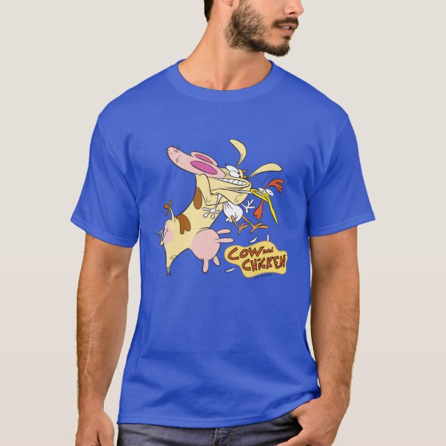 Cow and Chicken Hug Graphic T-Shirt (Front)