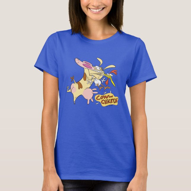 Cow and Chicken Hug Graphic T-Shirt (Front)