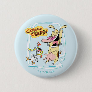 Cow and Chicken Laughing Graphic 6 Cm Round Badge