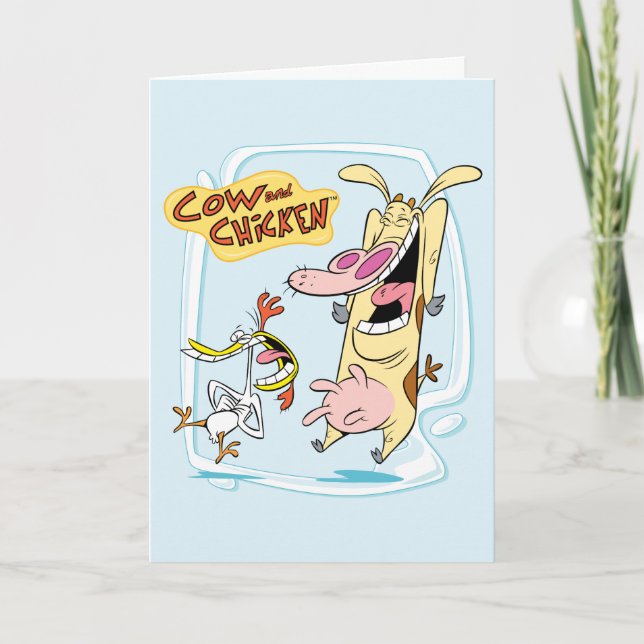 Cow and Chicken Laughing Graphic Card (Front)