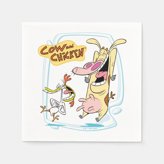 Cow and Chicken Laughing Graphic Napkin (Front)