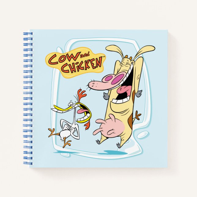 Cow and Chicken Laughing Graphic Notebook (Front)