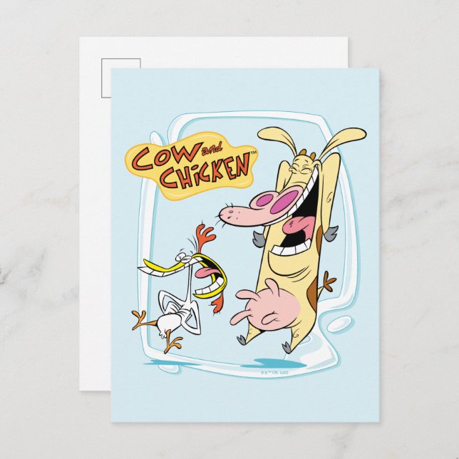 Cow and Chicken Laughing Graphic Postcard (Front/Back)