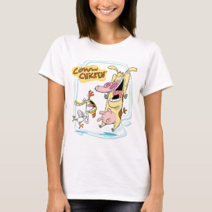 Cow and Chicken Laughing Graphic T-Shirt