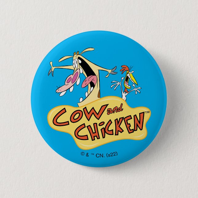 Cow and Chicken Logo Graphic 6 Cm Round Badge (Front)