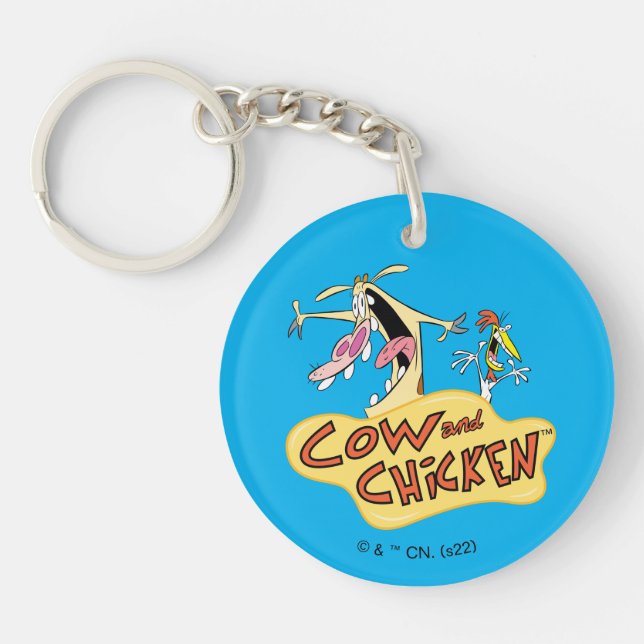 Cow and Chicken Logo Graphic Key Ring (Front)