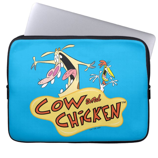Cow and Chicken Logo Graphic Laptop Sleeve (Front)