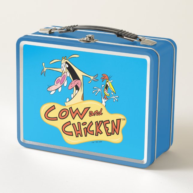 Cow and Chicken Logo Graphic Metal Lunch Box (Front)