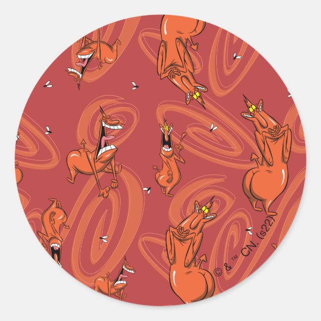 Cow and Chicken Red Guy Pattern Classic Round Sticker (Front)
