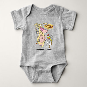 Cow and Chicken Running Graphic Baby Bodysuit